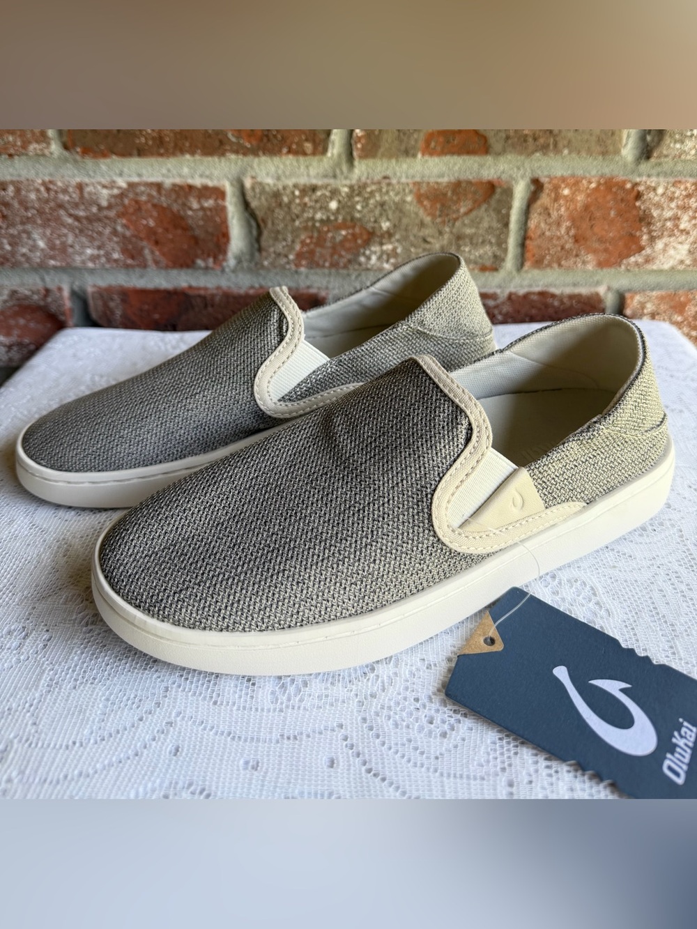 OluKai Pehuea Women's Breathable Slip-On Sneakers, in the popular "Tapa / Tapa"